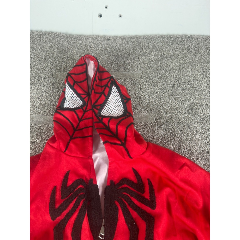 Spiderman Full Zip Hoodie Red Black Spider Emblem Hood Mens 2XL